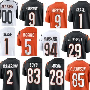 Fotbollströjor CincinnatibengalsCustom män kvinnor ungdom Evan McPherson Trey Hendrickson Mike Hilton Joe Burrow Jamarr Chase Cam Taylor