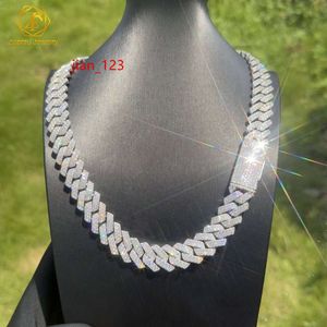 Fine Jewelry Hip Hop 925 Sterling Silver Vvs Moissanite Diamond Iced Out Miami Big 10mm 12mm Cuban Link Chain Necklace for Men
