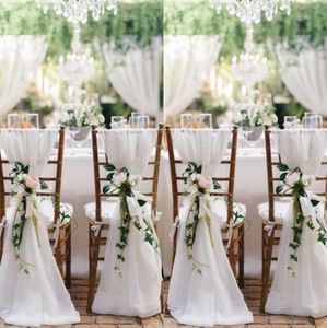 2018 White Chair Sashes For Weddings 30D Chiffon 20065 cm Wedding Chair Covers Chiavari Chair Sashes DIY Style5039231