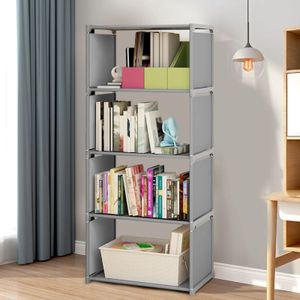 4 Tier Ladder Bookcase Storage Rack Bokhyllhyllor Stand Display Shelf Grey Wall Organizer 240109