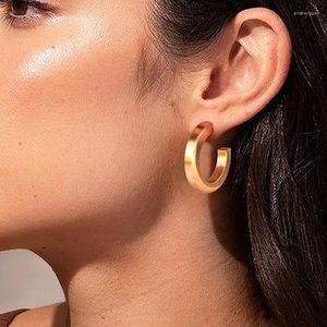 Kolczyki obręcze Złote C-Minimalistyczne stylowe stal nierdzewna Chunky Classic Ear Ozdoby biżuterii