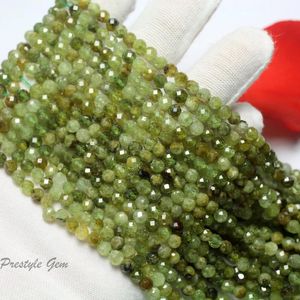 Bracelets Meihan (2 Strands/set) Natural 4mm Green Garnet Faceted Round Loose Stone Beads for Jewelry Making Design Diy Bracelet Necklace