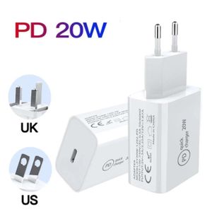 18W 20W Snabbladdare QC Typ C USB PD Wall Charge EU US Plugs Snabbladdning Adapter för iPhone 12 Pro Max USBC Home Power Adapters ZZ