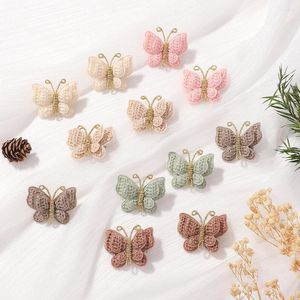 Hair Accessories 2pcs/set Butterfly Leather Clip Flocking Hairpins With Gold Cute Gauze Headwear Girls Baby Year Gift