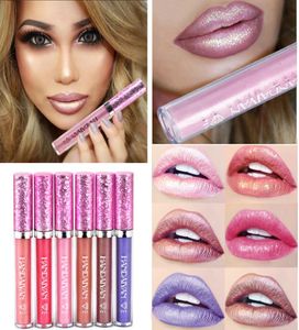 Handaiyan 6 Kolor Diamond Lip Gloss Luster Lipgloss Charm Glitter Pearklescy Nonstick Cup Makeup Liquid Lipstick1127068