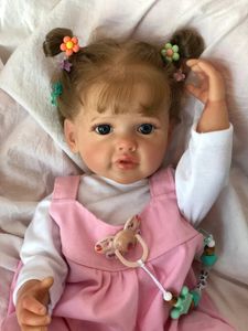 NPK 55CM Full Body Silicone Waterproof Toddler Girl Doll Princess Betty Lifelike Sof Touch 3D Skin Multiple Layers Painting 240108