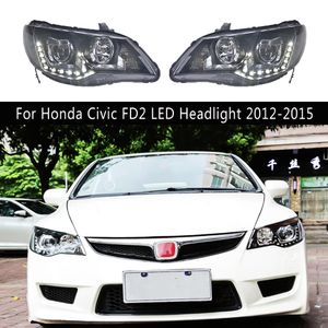 Biltillbehör Främre lampa för Honda Civic FD2 LED-strålkastare 12-15 Streamer Turn Signal Indicator DRL DAYTIME Running Light