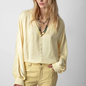 Camicette da donna Zadigant 2024 Camicia a maniche lunghe con scollo a V e maniche raglan stile primaverile per le donne