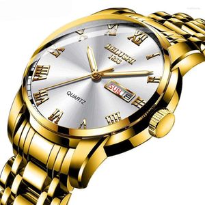 Relógios de pulso High-End Men's Quartz Watch Automático Impermeável Cinto de Aço Inoxidável Estudante Presente Calendário Tendência Pesado