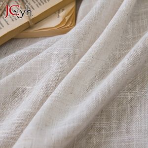 Modern Linen Look Beige Sheer Window Curtain for Living Room Bedroom European Style Natural Solid Tende Contias Drapes Firany 240109