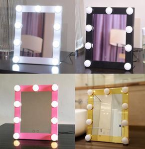 Led Bulb Vanity Lighted Makeup Mirror with Dimmer Stage Beauty Mirror Vanity Mirror with Lights for Gift Makeup Bag4837088