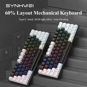 Keyboards Mechanical Keyboard Blue /Red Switch Cooling RGB Backlit Keypad USB-C Wired 60% Layout Compact Ergonomic Gaming KeyboardL240105