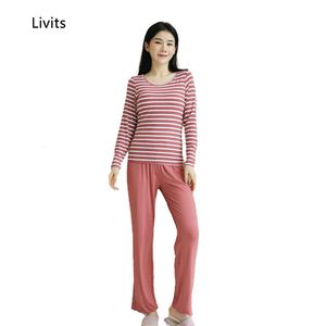 Kvinnors randiga pyjamas sätter nattkläder pyjamas sömnkläder loungewear långärmad byxor sexiga casual koreanska SA1469 240108