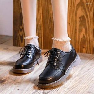 Klänningskor Kvinnor Oxfords Kvinnor Läder Läder Kvinnlig rund tå Sy Retro Bekväma skor Lolita Shoe 2024 Svart 40