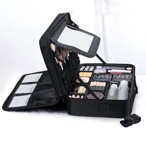 Brushes Waterproof Make Up Bag Beautician Toiletry Makeup Case Female Portable Travel Cosmetic Case For Brushes Cosmetic Bag With Mirror