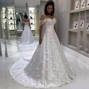 Dresses Wedding Dress White Dresses ALine Lace Off Shoulder Long Bridal Butterfly Pattern Vestido De Novia Plus Size