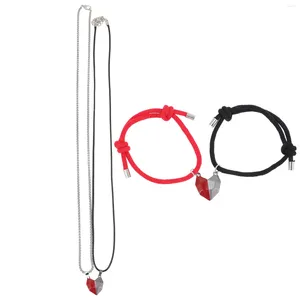Anhänger Halsketten 1 Set Herz Halskette für Paare Magnetische Armband Magnet Passende Liebe Puzzle Schmuck Geschenk