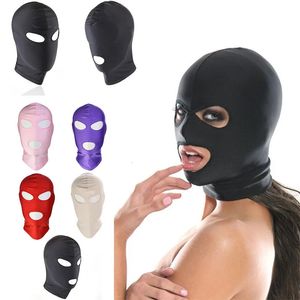 1/2/3 Loch Männer Frauen Erwachsene Spandex Sturmhaube Offener Mund Gesicht Auge Kopfmaske Kostüm Sklave Spiel Rollenspiel Hüte für Frauen 240109