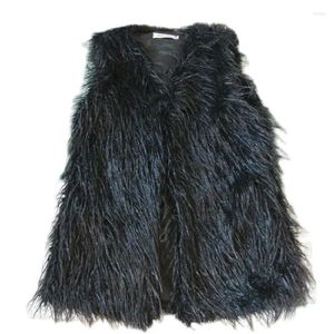 Women's Fur Fashion Women Winter Cothes Long Imitation Mongolia Sheep Vest Faux Waistcoat Furry Jacket