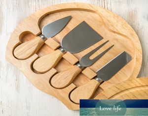 4 noże sera Zestaw serowy stalowa stalowa krawędzi Serki Serki nierdzewne drewniane drewniane drewniane rączka Mini Knife Mash Knife Spatule Fork6214059