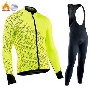 Гоночные комплекты Pro Team, зимний термофлисовый комплект одежды для велоспорта, мужской трикотаж с длинными рукавами, униформа для шоссейного велосипеда, MTB, теплые штаны-нагрудники, Ropa Ciclismo