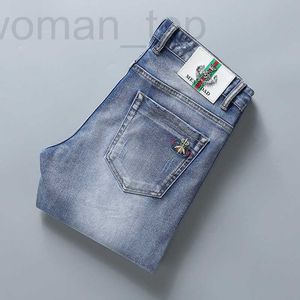 Męski projektant dżinsów 2023 Jesienna moda zupełnie nowa swobodna haft szczupły fit proste spodni na żywo viiw