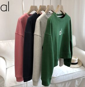 24SS Spring New Women Yoga Hoodie AL-0028 Women Round Neck Slim Hoodies Sweatershirts Streetwear Pullover Sweatshirts Clothirts