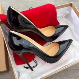 High Heels Designer Shoes Women Pumps Red Shiny Bottoms 6cm 8cm 10cm 12cm Thin Heel Pointed Toes Nude Black Patent Leather Sexy Shallow Summer Sandals Size 34-44