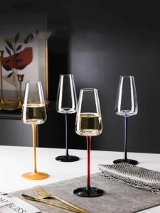 Wine Glasses 360ml Thin rods Champagne Glasses Crystal Gobles Colored Rods Bordeaux Glasses Sparkling Wine Glasses Creative Glass Ware YQ240105