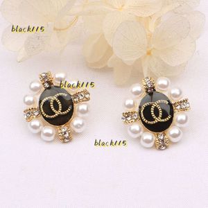 Ohrstecker 2024 Vintage Designer 18 vergoldete Luxus-Designer-Doppelbuchstaben Ohrstecker Ohrhaken geometrisch berühmte Frauen Kristall Strass Perlenohrring Hochzeit Party Schmuck