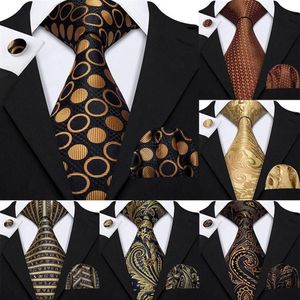 Gold Herren Krawatten 100 Seide Jacquard gewebt 7 Farben Solide Männer Hochzeit Business Party 8 5 cm Krawattenset Gs-07287D