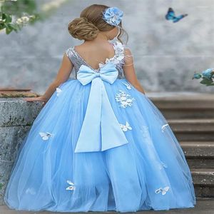 Sukienki dla dziewczynek puchowe motyle bez pleców proste styl dziewczęta dziewczyny