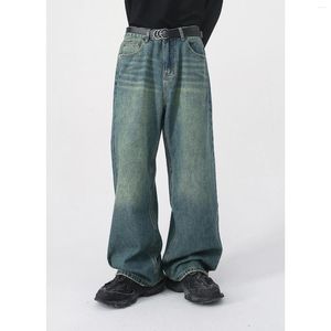 Bzoj Men's Jeans Mens 2024 High Street Green Blue for Men Women Wide Leg Denim Pants Loose Washed Y2k Straight Purple