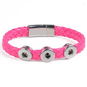 Charme Pulseiras Marca Snap BraceletBangles 10 Cores Botão de Alta Qualidade Envolvido Pulseira De Couro Apto Para 12mm Jóias