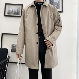 Men's Trench Coats Loose Fit Long Lapel Single Breasted Windbreaker Fashion Jacket Office Button Overcoat Oversized Men Clothing