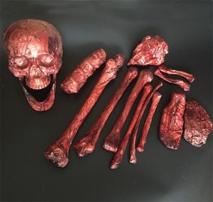 Halloweenowe gnijące plastikowe kości kości rozmiarze Kości 14 sztuk do Escape House Halloween rekwizyty Halloween Dekoracja Y2010065024165