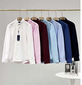 Herrskjorta topp liten hästkvalitet broderi blus långärmad fast färg smal passande casual affärskläder långärmad skjorta normal storlek multipel colour4685