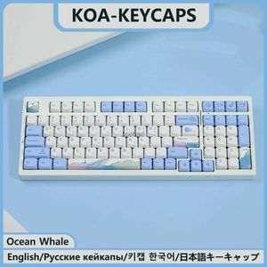 Keyboards KBDiy KOA Keycaps Ocean Whale PBT Keycap Similar MOA 7u MAC ISO Japanese Korean Russian 135 Keys/Set For Mechanical Keyboard KITL240105