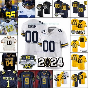 Anpassade Michigan -mästare JJ McCarthy College Football Jersey Mens Women Youth All Stitched Jerseys 16 Davis Warren Jack Tuttle Alex Orji Jayden Denegal