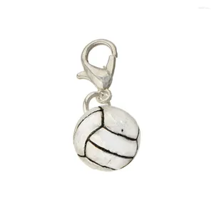 Encantos 10 peças banhados a prata com fechos lagosta colares pendurados peças artesanais faça você mesmo voleibol descobertas de joias de metal atacado
