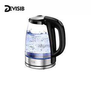 Elektriska vattenkokare Devisib Electric Kettle med rostfritt stålvärmare 2L Glass Kettle 2200W varmvattenpanna LED-indikator Auto Stäng YQ240109