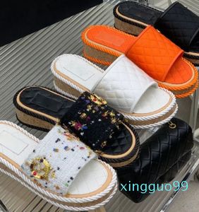 Chandal Platform Bestkvalitativ sandaler Wedge Slipper H EALLED Hög läder Toppkvalitet Designer klackar Skor Kvinnor Nattklubb