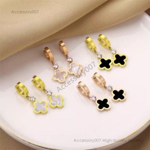 designer jewelry earing Luxury Clover Charm Earring Gold Stainless Steel Huggie Earrings