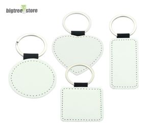 Sip Sublimation Key Chain Blank Pu Leather Keychains heartrectanglesquareroundペンダント転送リングリングシングル2551135