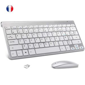 Klavyeler Kablosuz Azerty Fransız Klavye Mouse Ultra İnce Multimedya Klavye Fare Combo Dizüstü Masaüstü Windows için Düşük Gürültü Smart TVL240105