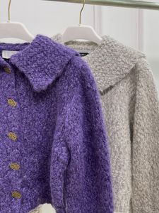 wool purple cardigan sweater cotton luxury designer oversize geometric intarsia knit pattern Luxury sweater pullover Off Shoulder Top chartreuse Long Sleeve