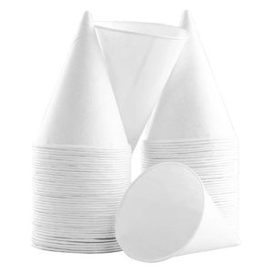 Copo de papel descartável cônico branco, cone de neve, 250 peças, gelo de barbear adequado para festa de empresa familiar, água c 240108