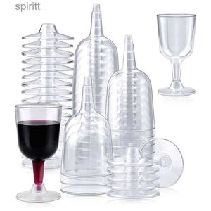 Vinglas 20/40/50 st Clear Plastic Vine Glass Recyclable Disponerable återanvändbara koppar för champagnedessert ölpudding party YQ240105