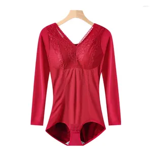 Kvinnors shapers plysch bh varm termisk bantning underkläder uppsättningar magskinkor lyft röda korsetten långärmad formskinn kvinnor mage kontroll