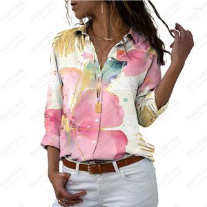 Camicette da donna 2024 Camicia da donna Fiore stampato in 3D Lady Bella tendenza moda stile casual